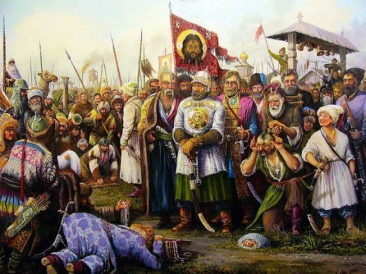 3 ermaksibirkazaki  520x389 В праздник Преображения Господня, мы вспоминаем  легендарного казачьего атамана Ермака Тимофеевича, павшего 430 лет назад, 19 августа (6 авг. ст.ст.) 1585 года 