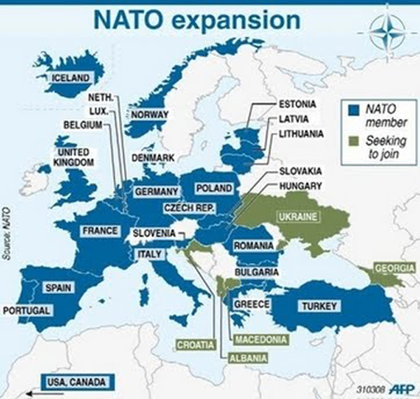 Карта расширения нато на восток