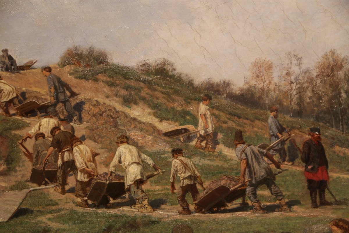 Государственные крестьяне были. Картина к.а. Савицкого "ремонтные работы на железной дороге" (1874).